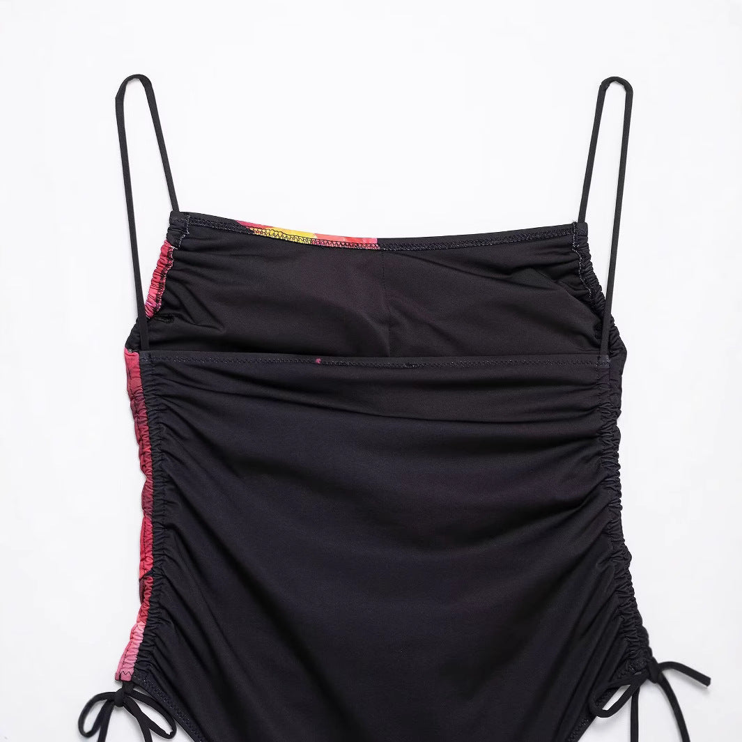 Sexy lace up floral print swimsuit jumpsuit for women - Korvel