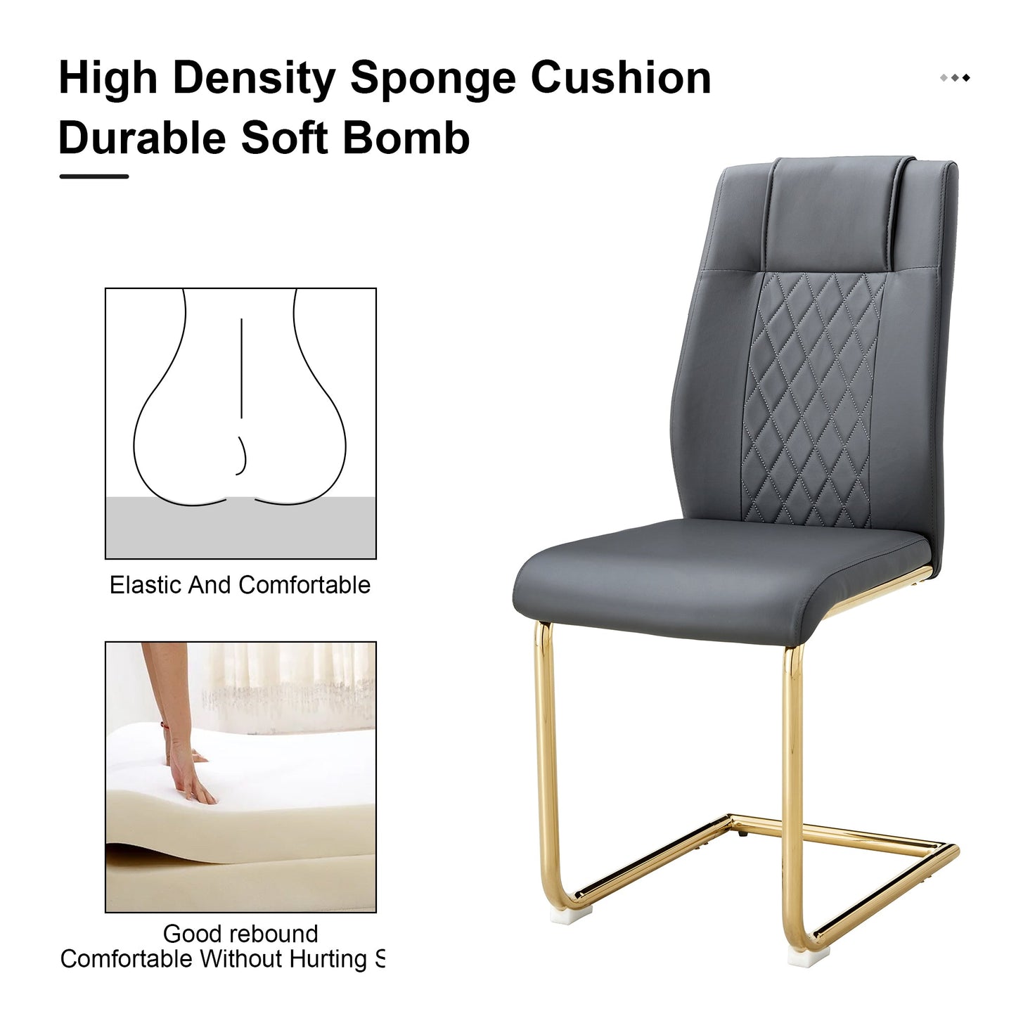 Premium Faux Leather Cushioned Dining Chairs with Metal Legs