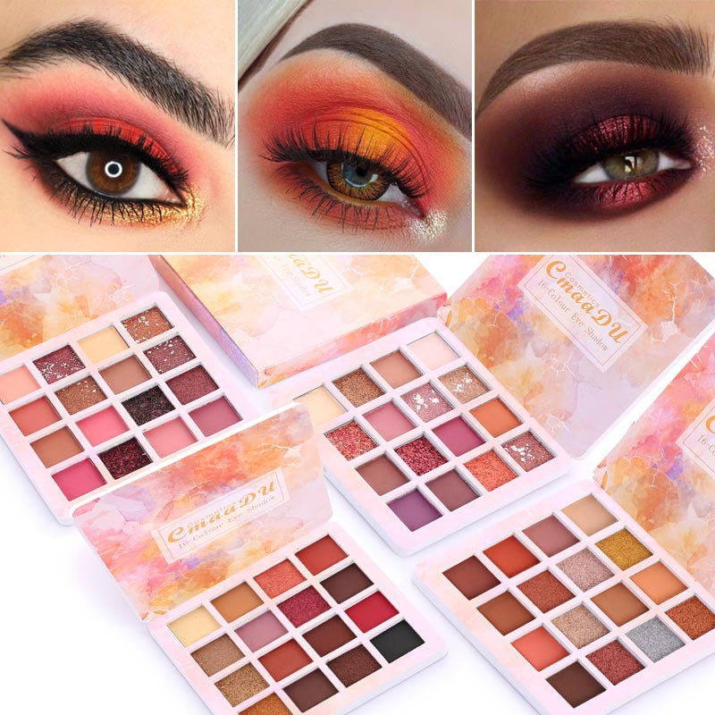 CmaaDu 16 Shades Shiny Eyeshadow - Matte & Metallic
