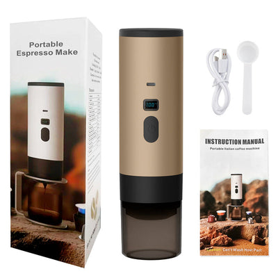 Portable Wireless 3-in-1 Espresso Maker, 7800mAh, Car/Home/Camping, Ground/Capsule Coffee. - Korvel