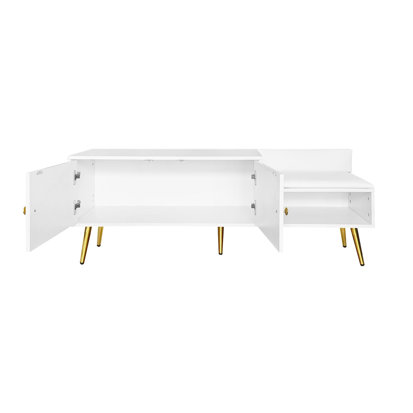 Banc de rangement pour chaussures blanc moderne avec rangement caché