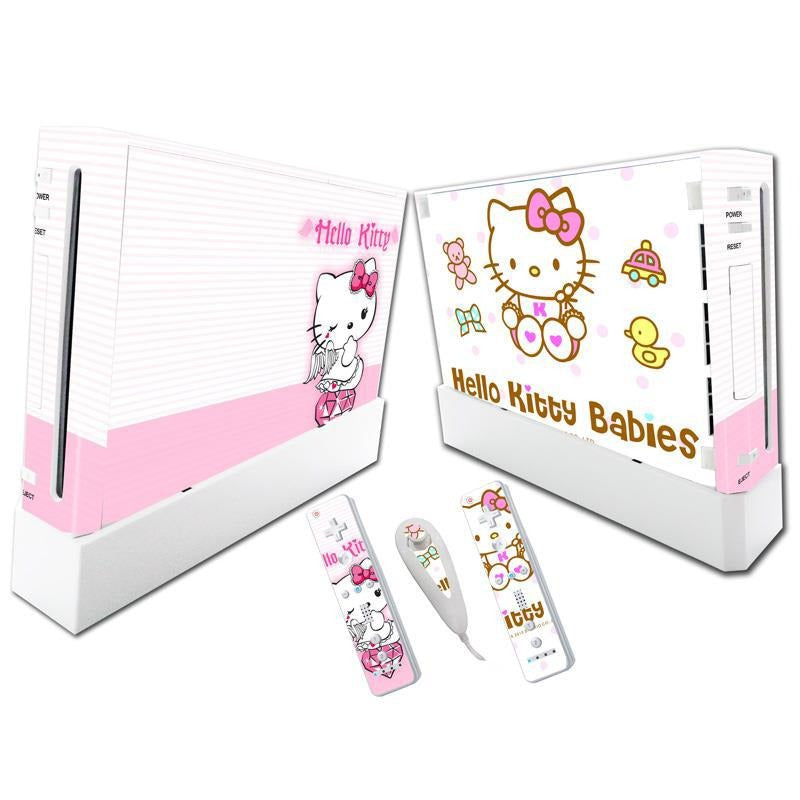 Stylish Wii Console Stickers - Hello Kitty & Pikachu Designs