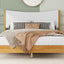 Queen Size Rubber Wooden , Solid Wooden Bed with Teddy Velvet Cushion Upholstered Headboard, Enhanced by Support Feet - Korvel