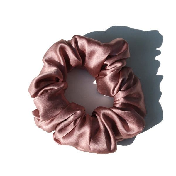 Pure Silk Large Scrunchies Ropes Hair Bands Ties Elastics Ponytail Holders for Women Girls Hair Accessories 19 Momme 3.5CM - Korvel