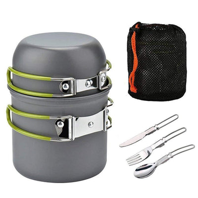 Portable Hard Aluminum Oxide Outdoor Cookware Set Convenient Three-Piece Combination Set Of Pots And Pans - Korvel
