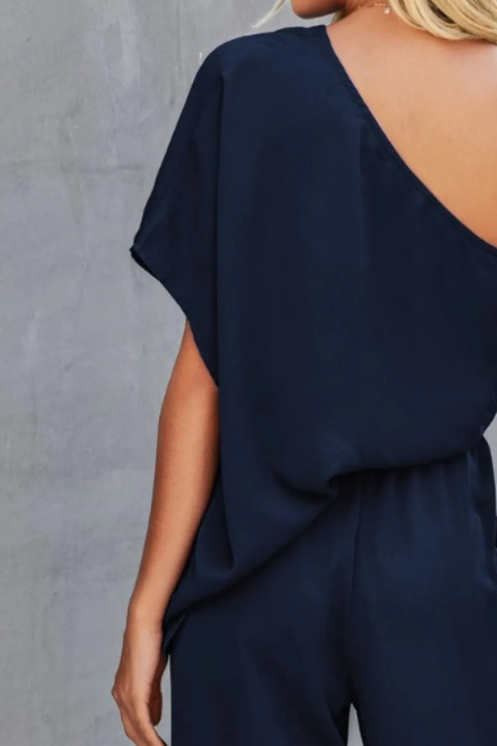 Single Shoulder Short Sleeve Jumpsuit - Korvel