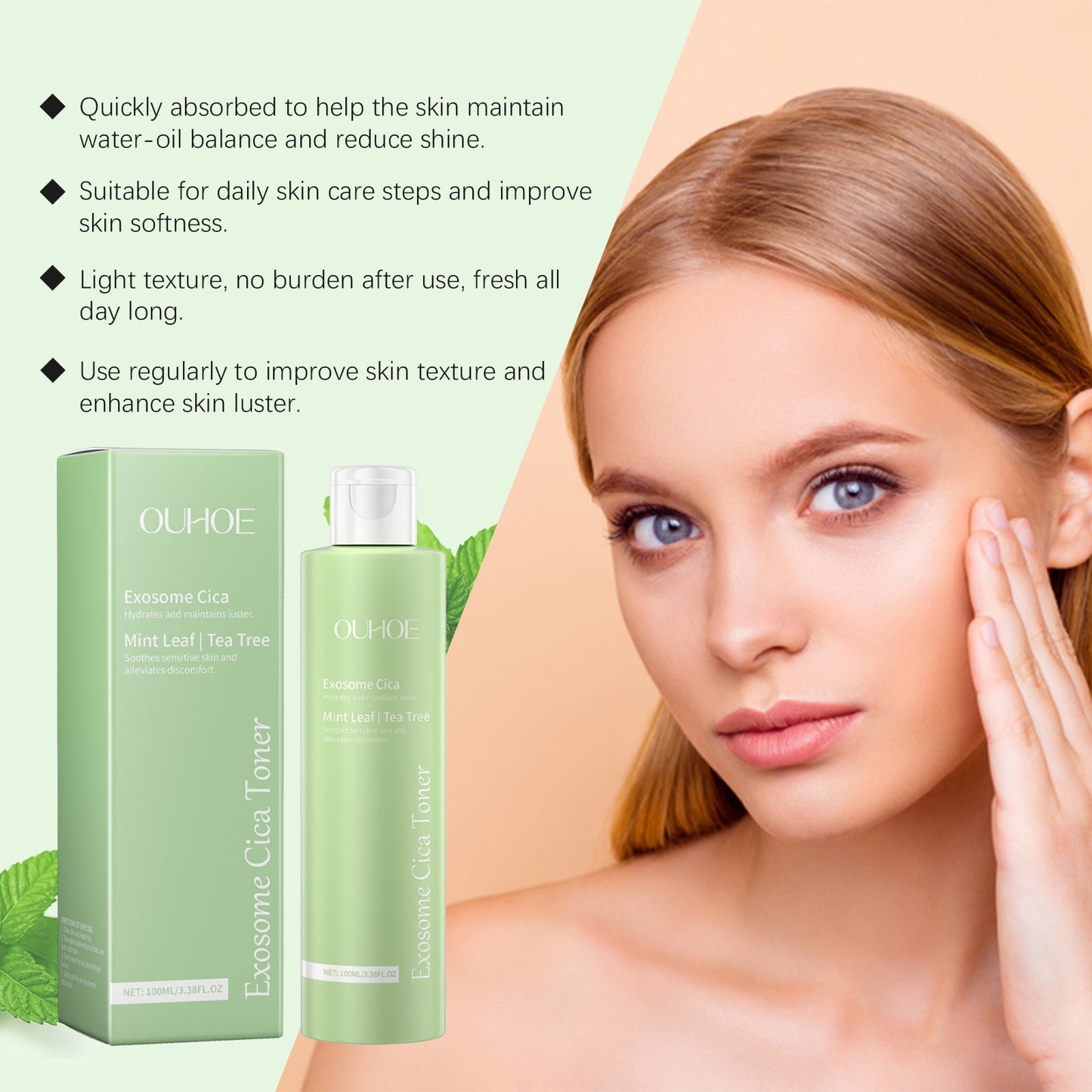 Centella Toner Daily Facial Moisturizing, Hydrating, Soothing And Repairing Skin Cleansing Lotion - Korvel