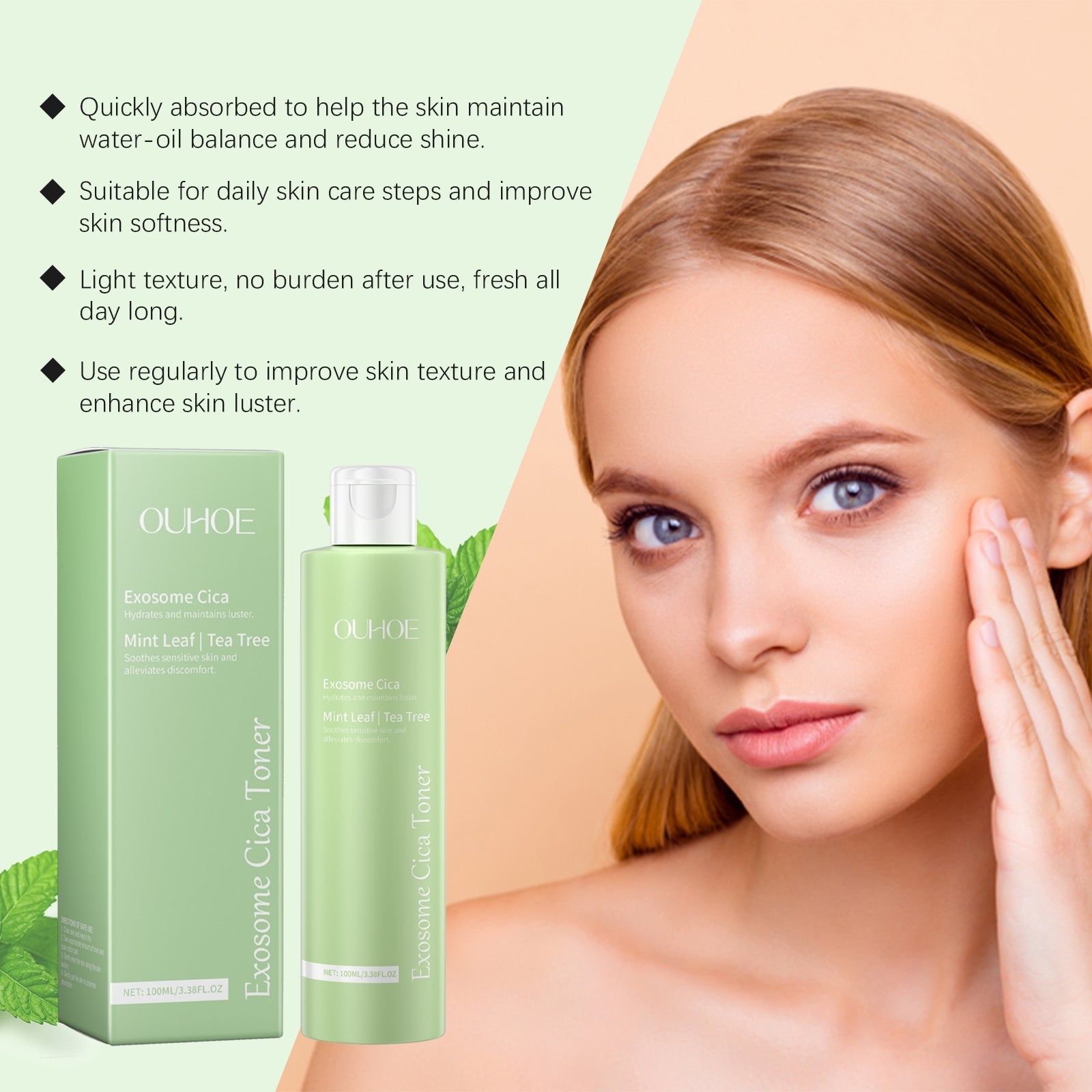 Centella Toner Daily Facial Moisturizing, Hydrating, Soothing And Repairing Skin Cleansing Lotion - Korvel