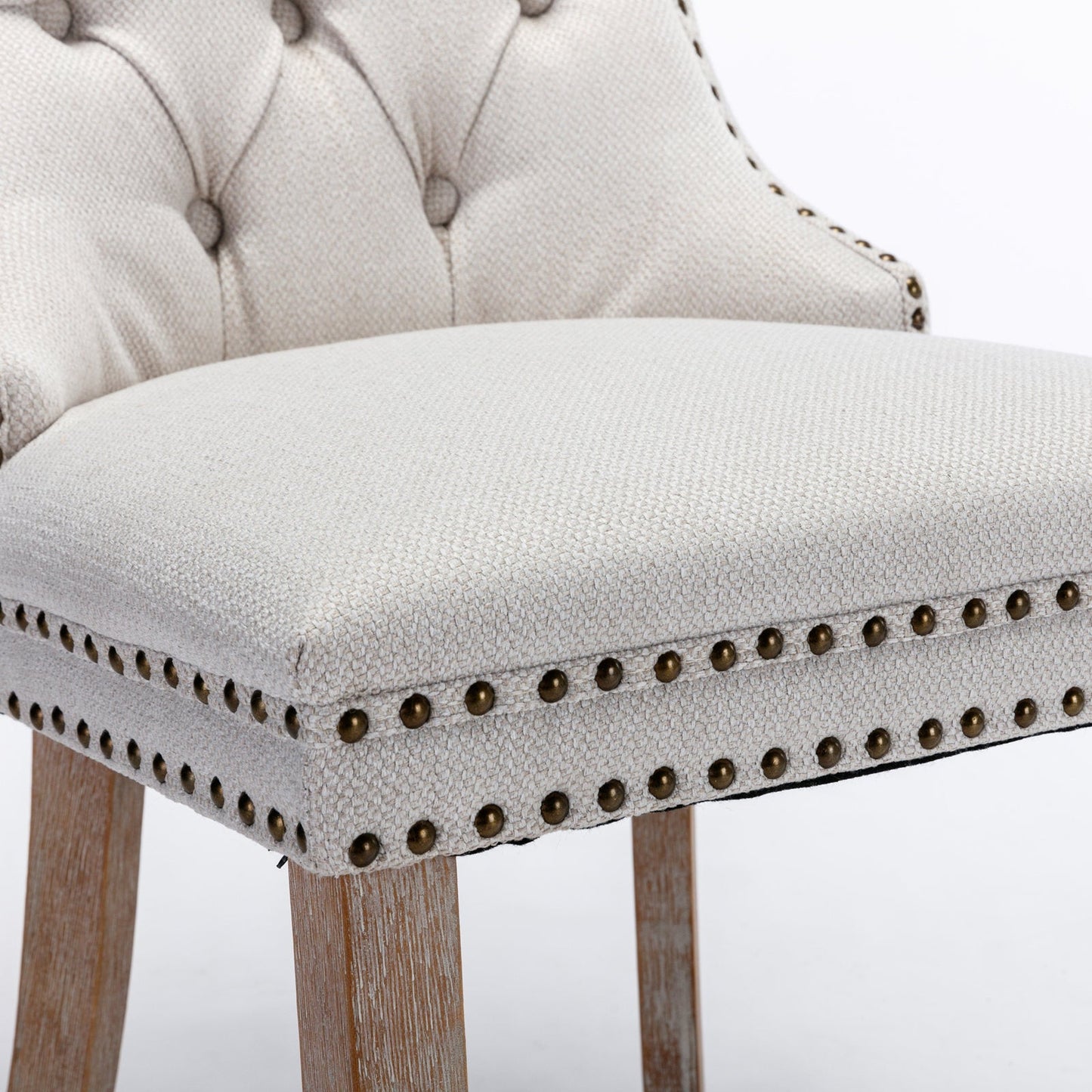 Premium Tufted Solid Wood Dining Chair Set - Gray