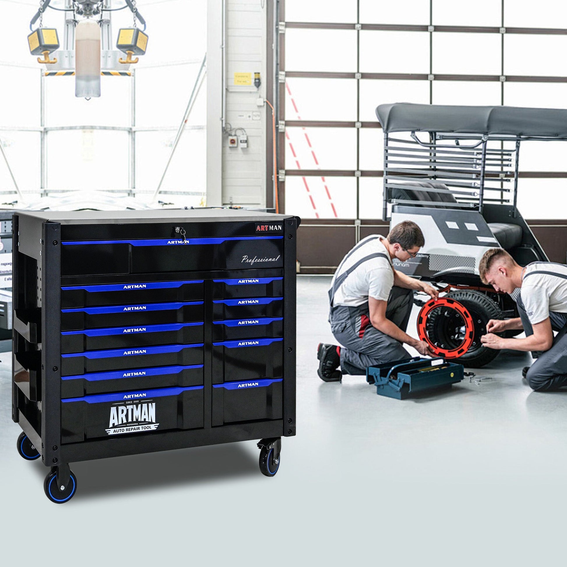 12-Layer Drawer Multi-Purpose Tool Car, With Wheels, Iron Top - Korvel