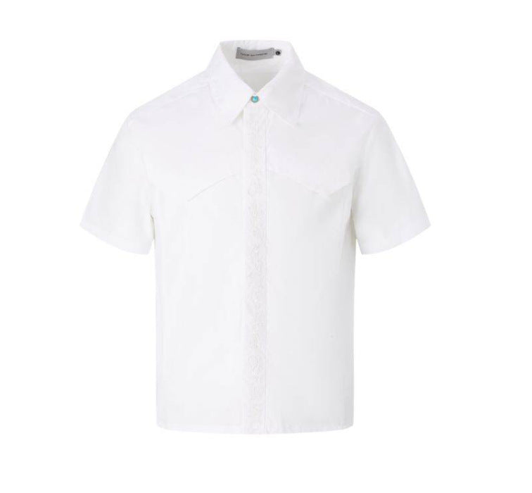 Men's Loose Fit Embroidered Short Sleeved Shirt