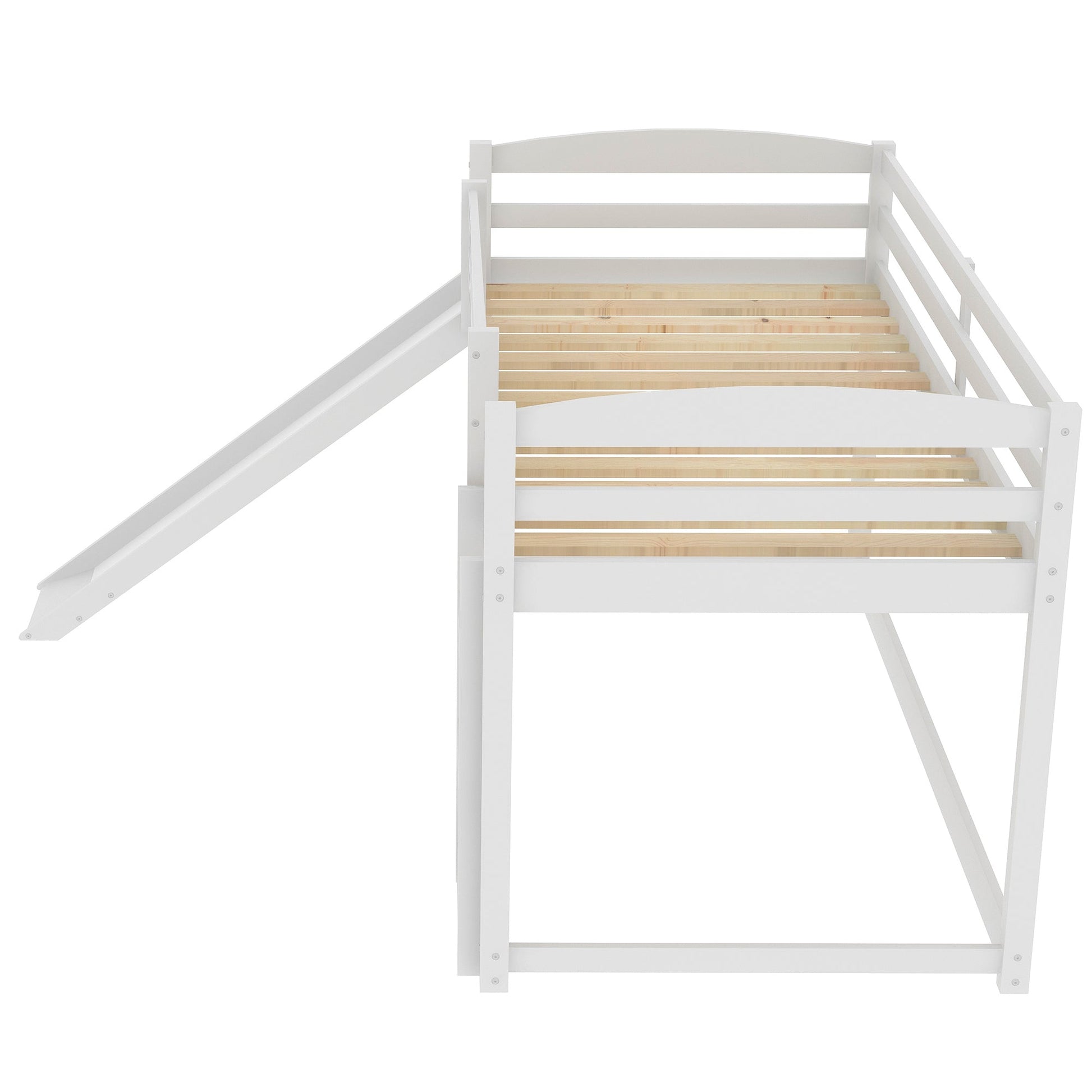 Twin over Twin Bunk Bed with Convertible Slide and Ladder   White - Korvel