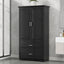Tall Bathroom Storage Cabinet, Cabinet with Two Doors and Drawers, Adjustable Shelf, MDF Board, Black - Korvel