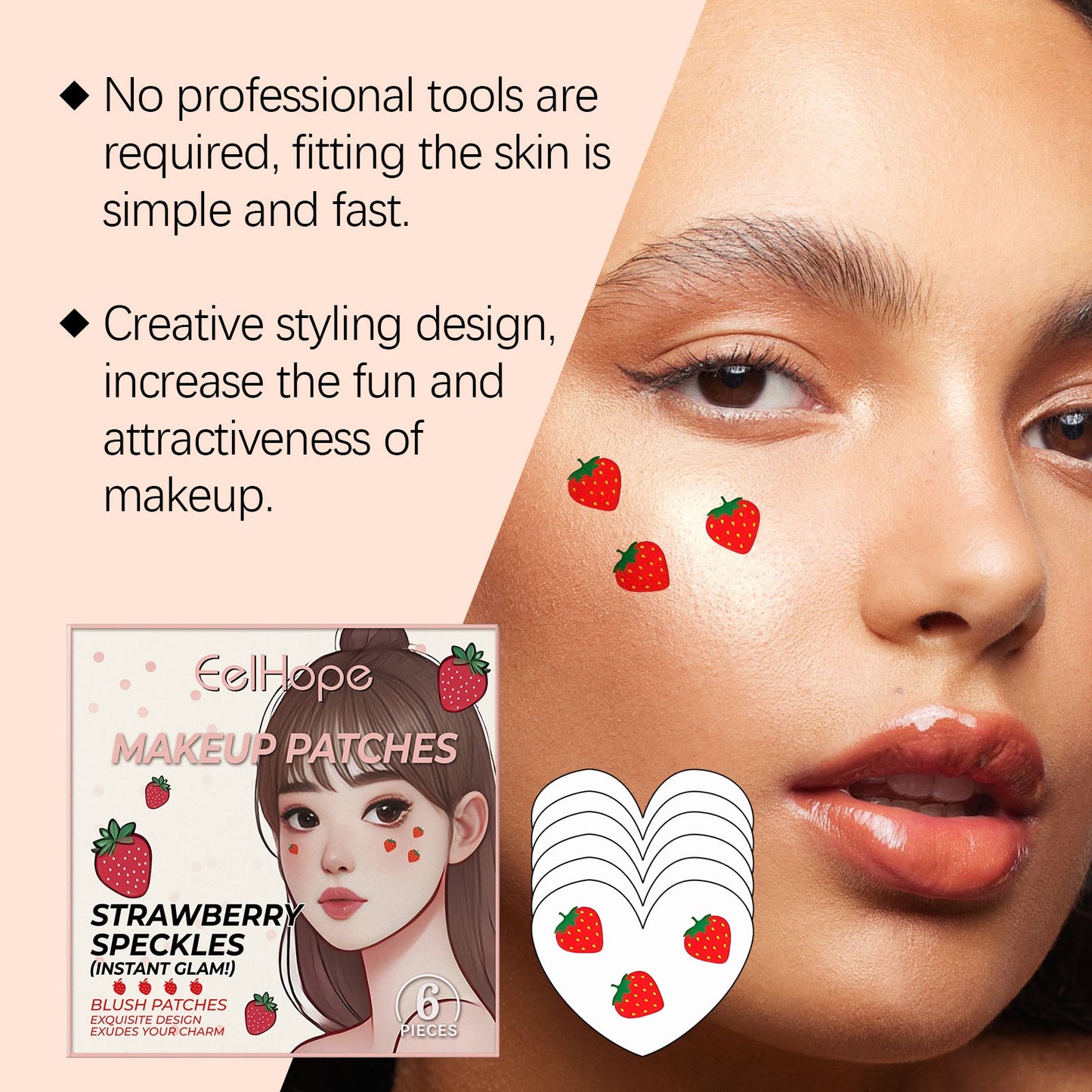 Strawberry Makeup Patch Pie Eye Makeup Patch Face Embellishment Patch Face Embellishment Strawberry Sticker - Korvel