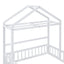 Wooden Full Size Children's Bed with Detachable Headboard and Integrated Clothes Drying Rack, White - Korvel