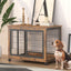 Jaula para Perros de Madera Marrón Rústica con Puertas Dobles