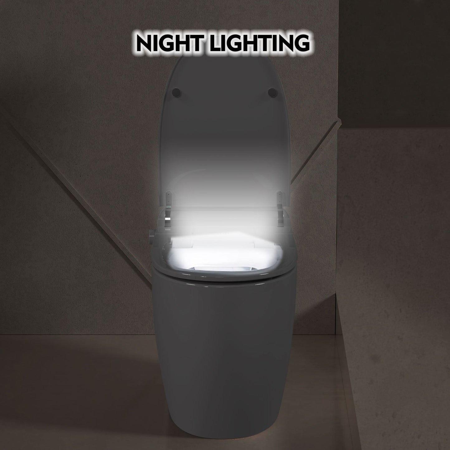 Heated seat intelligent toilet, integrated toilet, automatic flushing water tank toilet, with foot sensor flushing, white night - Korvel