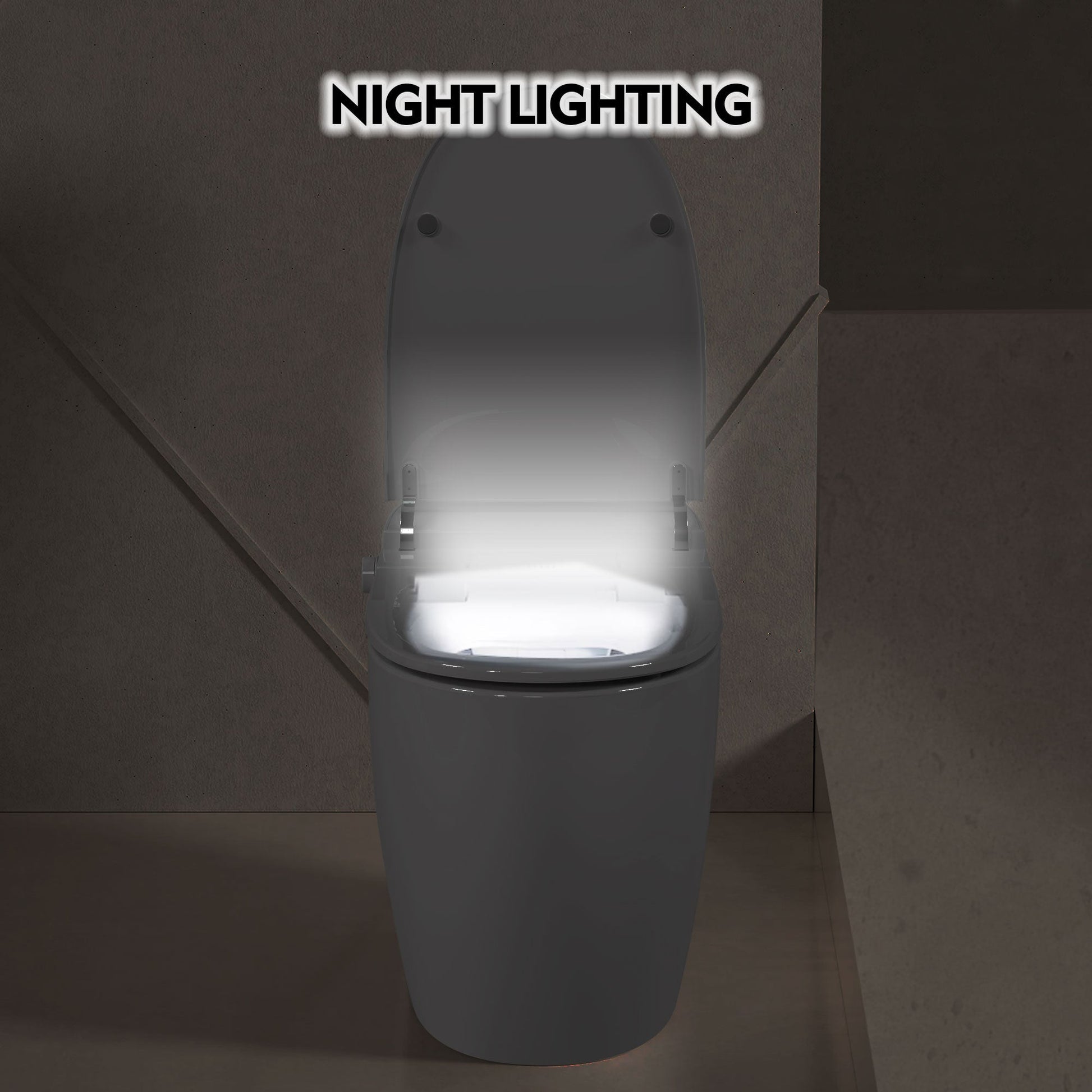 Heated seat intelligent toilet, integrated toilet, automatic flushing water tank toilet, with foot sensor flushing, white night - Korvel