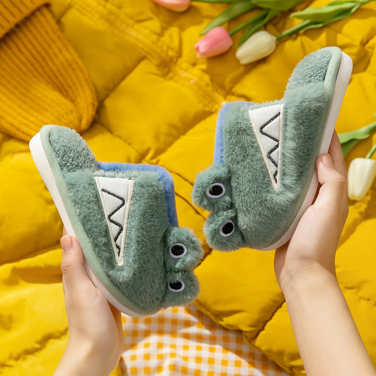 Children's Cotton Slippers Winter Korean Cartoon Home Warm Cotton Slippers Home Furry Cute Multicolor Slippers - Korvel