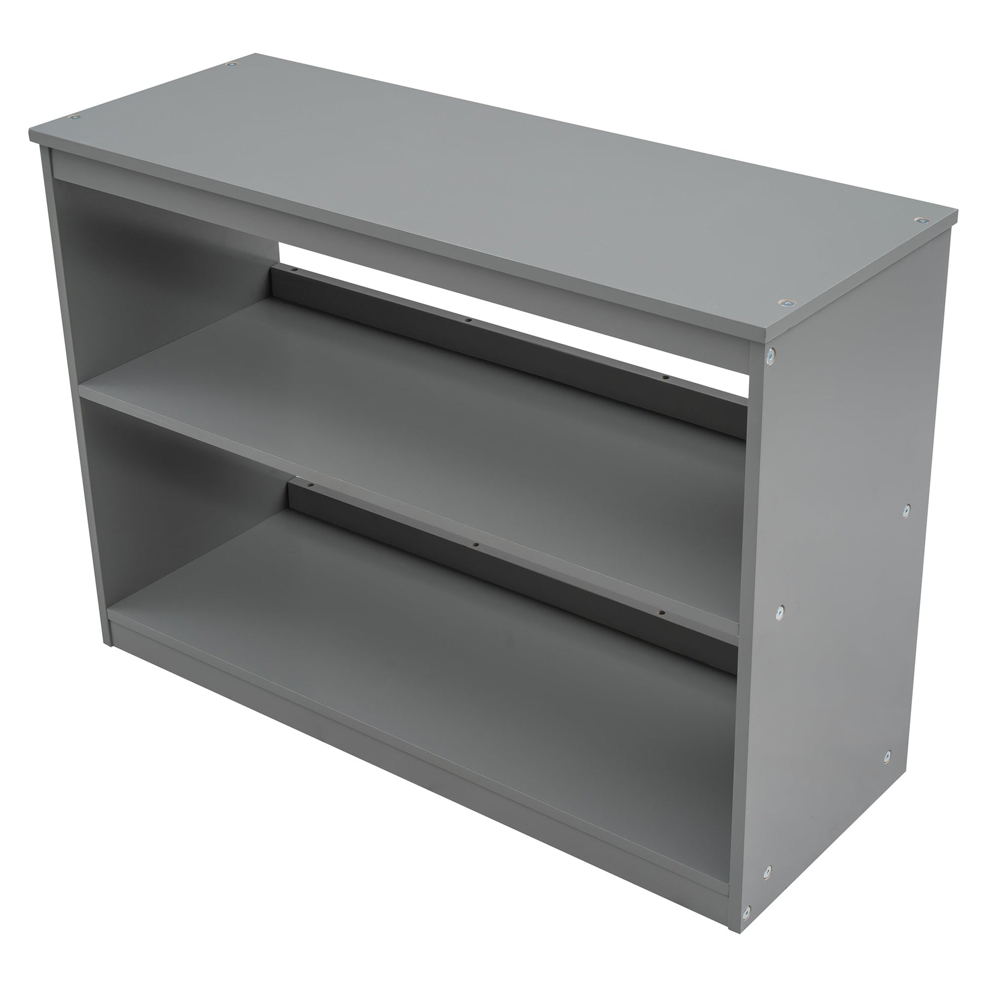 Low Study Twin Loft Bed with Cabinet and Rolling Portable Desk - Gray (OLD SKU :LP000113AAE) - Korvel
