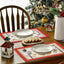Christmas tree bell print placemat red striped plaid linen table mat Christmas party decoration insulation mat - Korvel
