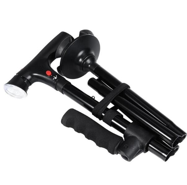 Collapsible Telescopic Cane Folding Crutch LED Lightweight Safety Walking Stick Gifts for The Elder - Korvel
