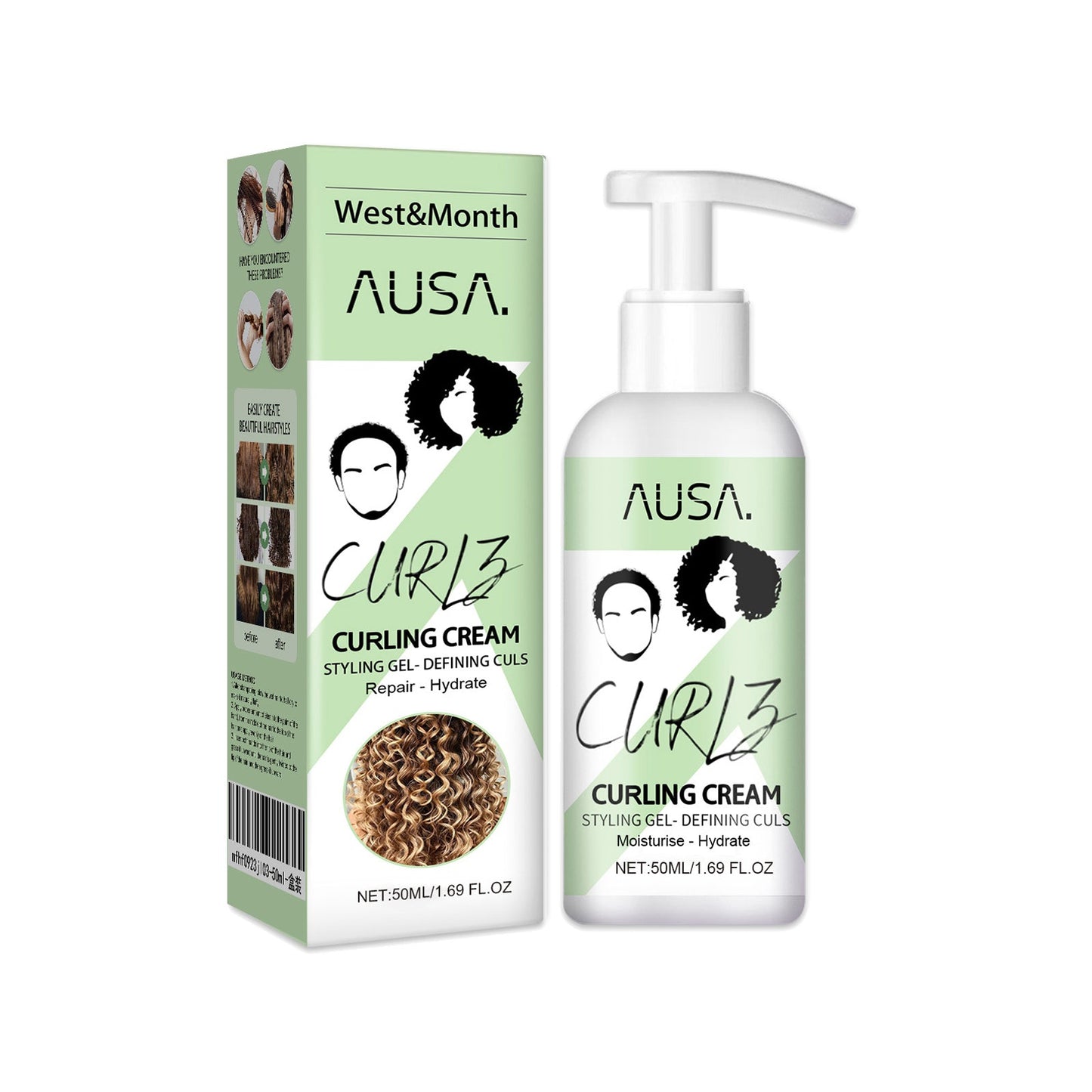 Curly Hair Elastin, Moisturizing Curly Hair Styling Fluffy Elastic Strong Hair Smoothing Frizz And Hair Care - Korvel
