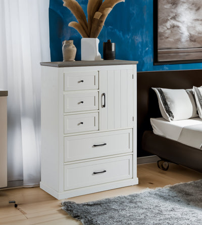 Elegant Farmhouse 5-Drawer Dresser in White