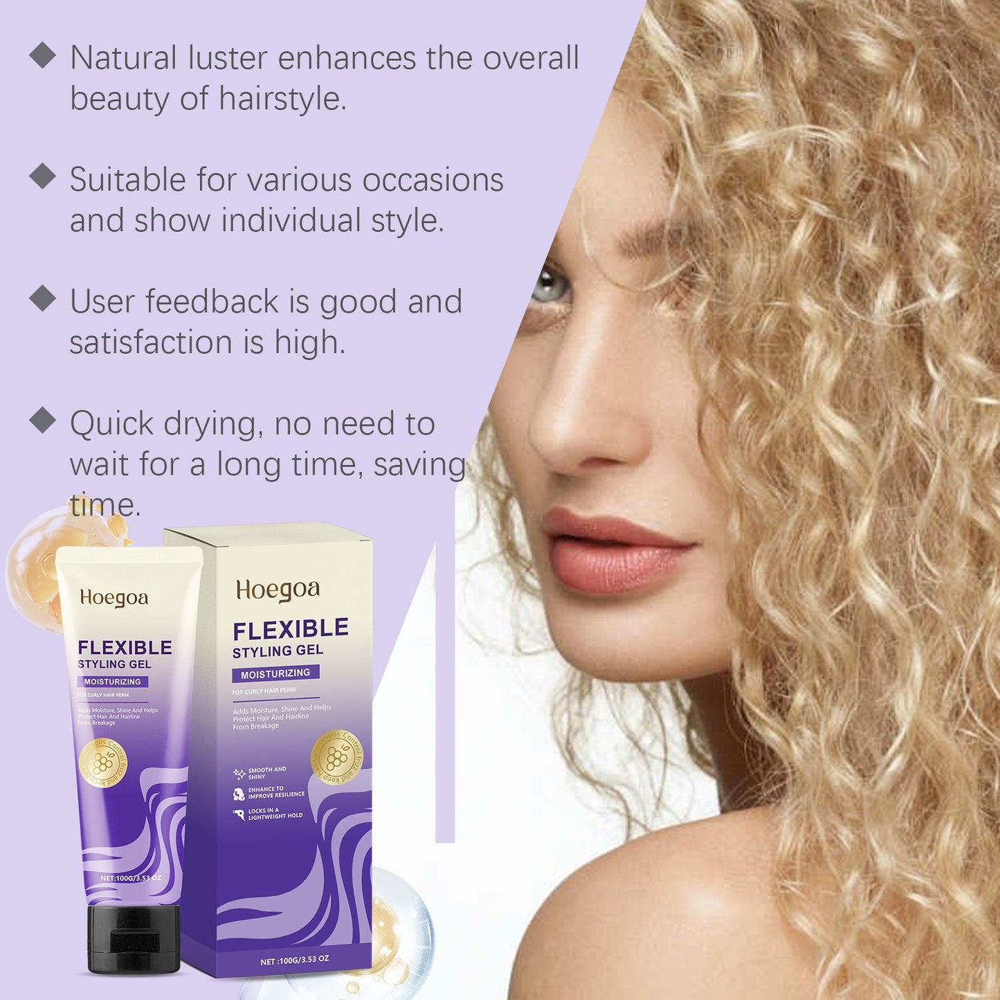 Curl Styling Gel Hair Moisturizing Light Refreshing Curl Styling Long Lasting Care Gel - Korvel