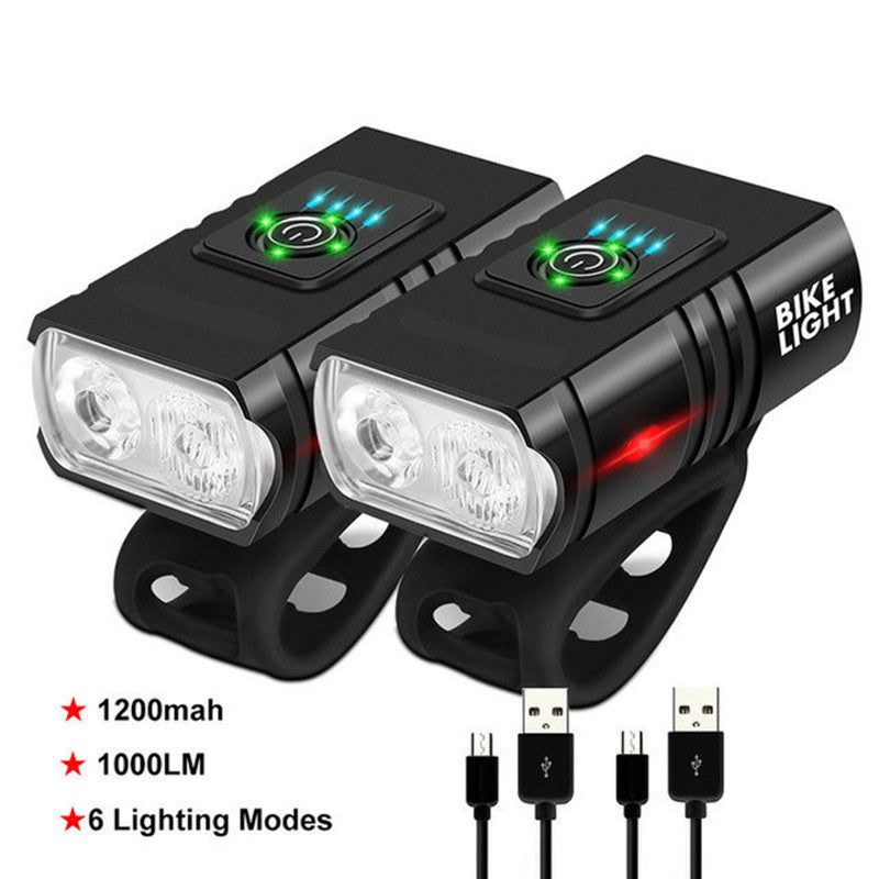Rechargeable bicycle cycling night light USB light T6 light Strong flashlight Mountain bike front and rear light accessories - Korvel