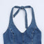Mono de mezclilla halter chic para mujeres