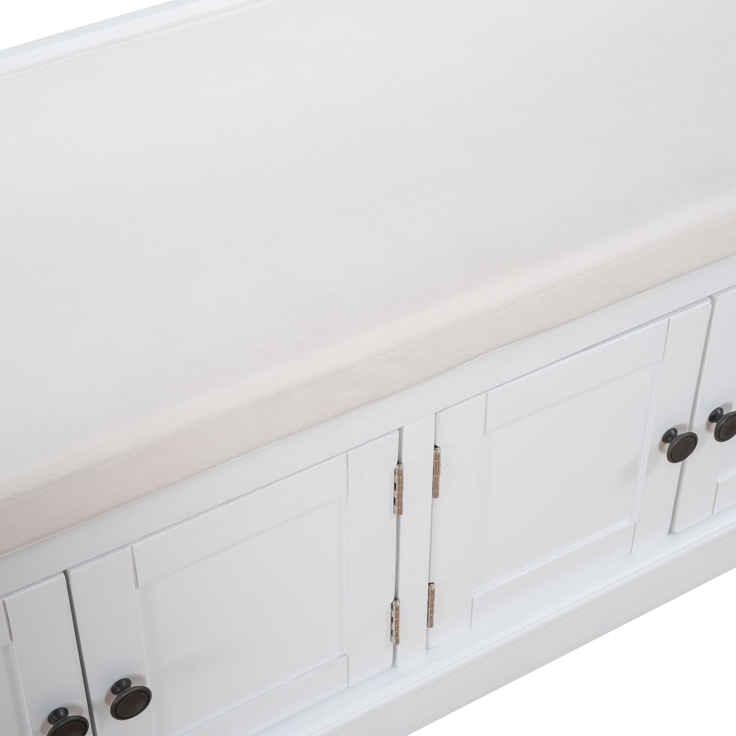 TREXM Storage Bench with Adjustable Doors and Padded Shoe Stand