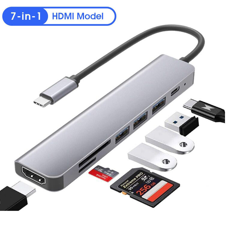 Station d'accueil Type-C 7-en-1 pour l'expansion de l'ordinateur portable