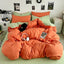 Washed Cotton Solid Color Double Spliced Four-Piece Bedding Set - Sheet, Quilt Cover, Pillowcases for Employee and Dormitory Use - Korvel