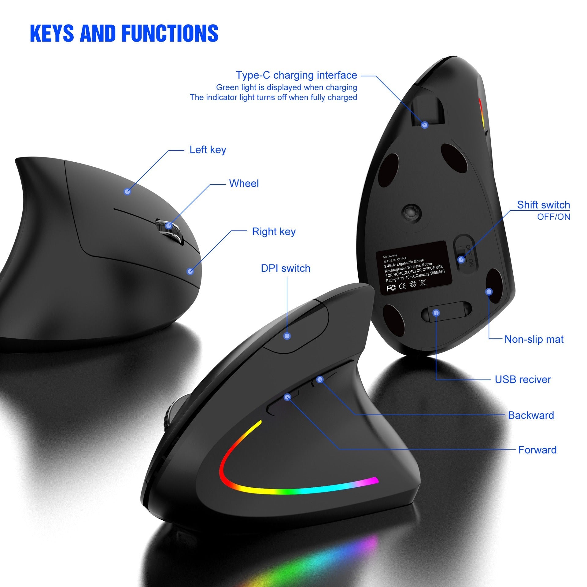 wireless 2.4G vertical mouse for prevention - Korvel