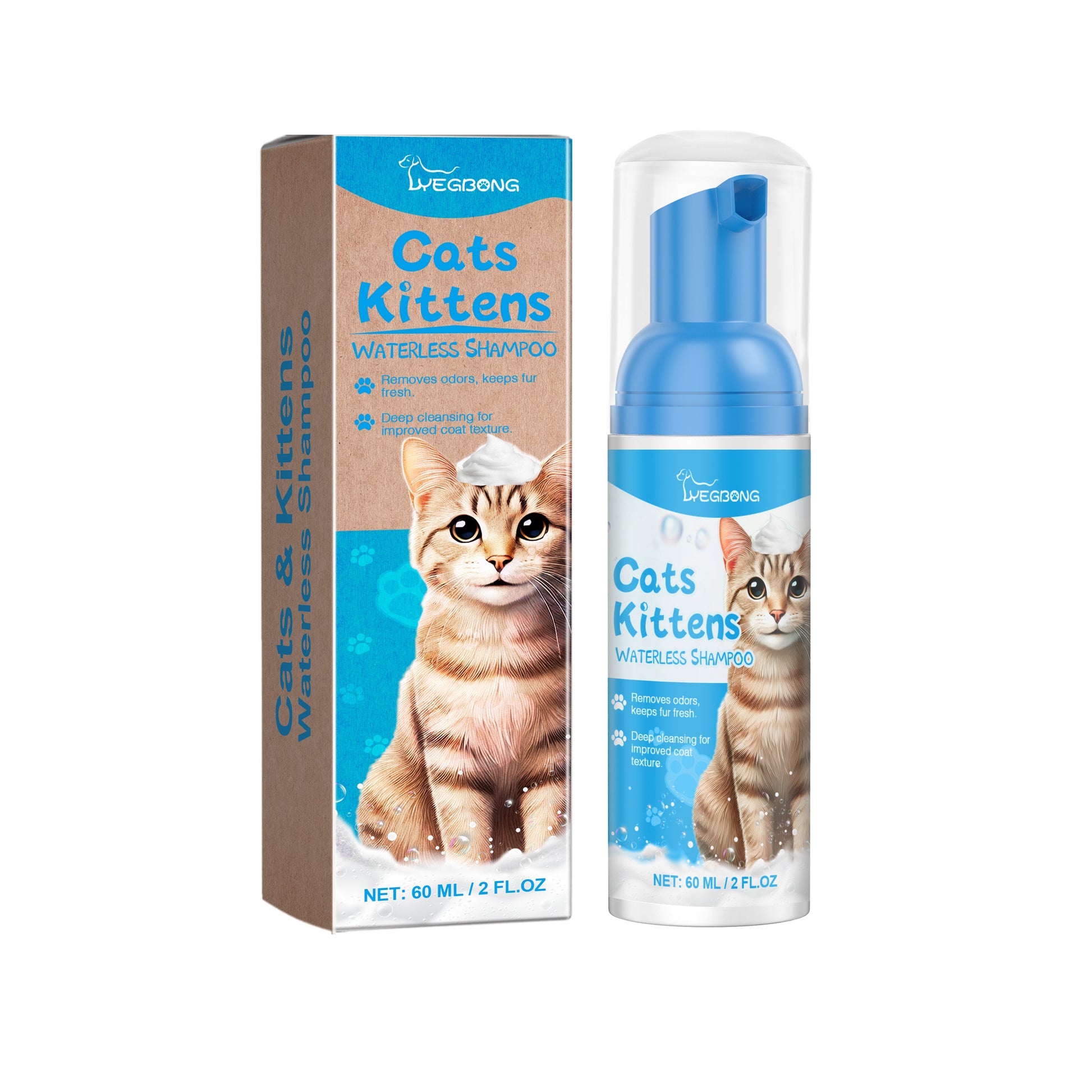Cat Cleaning Mousse With Kitty Cleaning Foam Pet Care Gentle Non-Irritating Cleaning Mousse - Korvel
