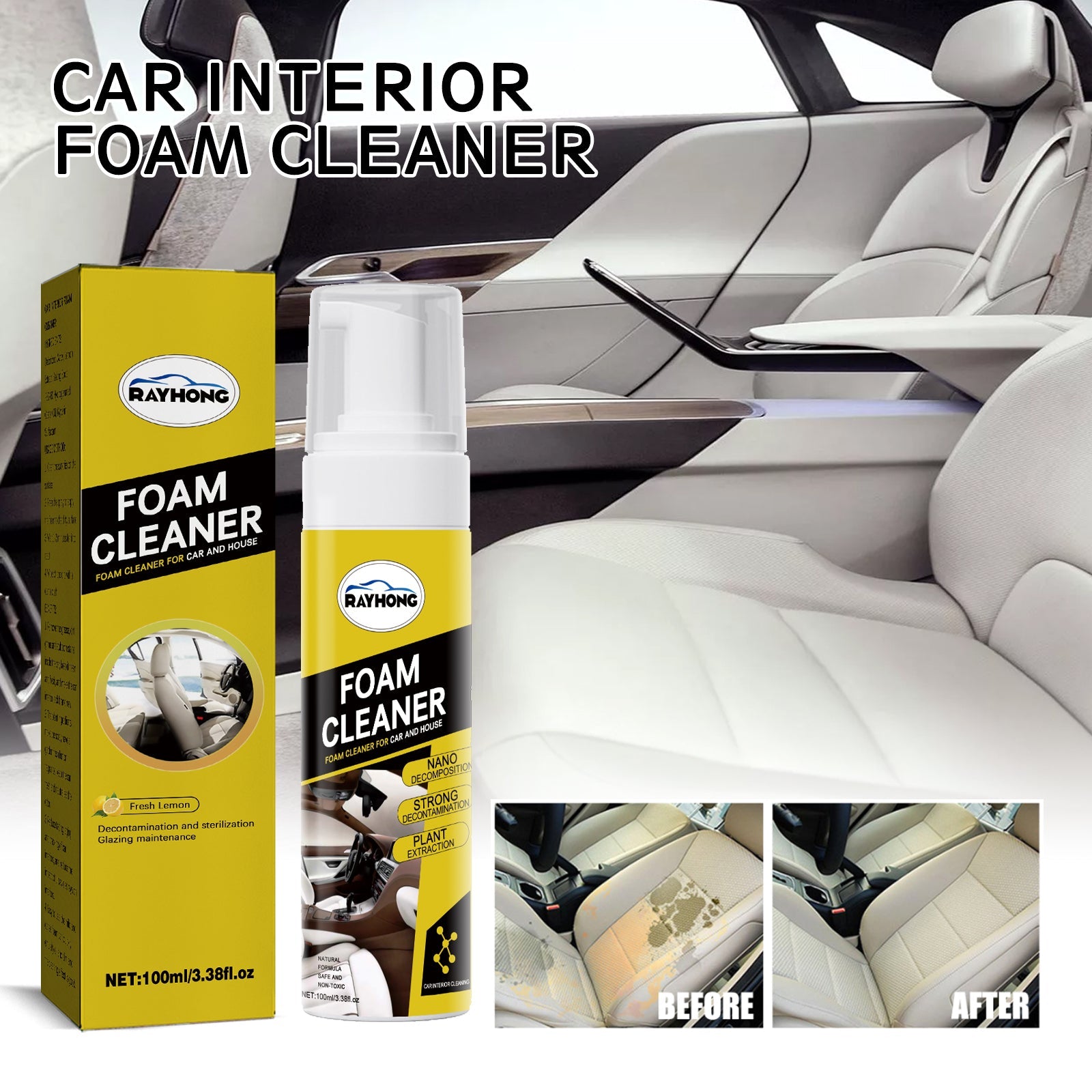 Car Interior Foam Cleaner, Interior Seat Instrument Panel Clean Dust And Polish Maintenance Refurbishing Agent - Korvel