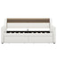 Twin Size Daybed with Drawers, Upholstered Daybed with Charging Station and LED Lights, White - Korvel