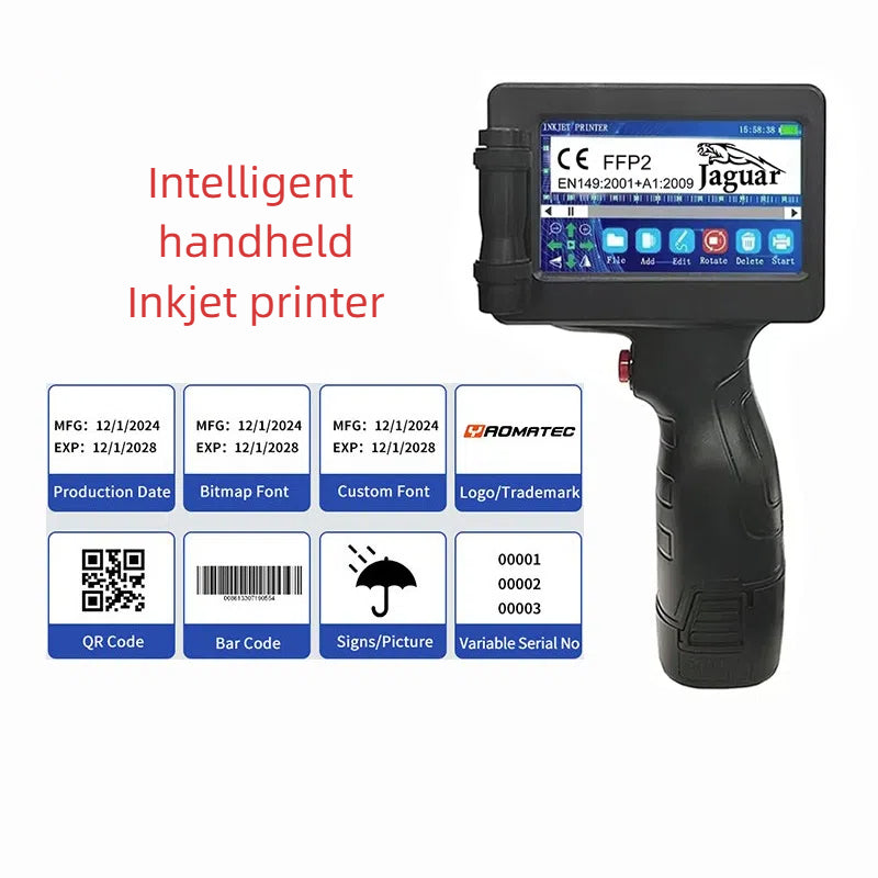 Yaomatec 1755 intelligent handheld inkjet printer assembly line batch number changing and marking machine food production date - Korvel