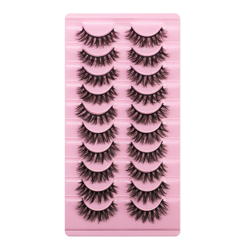 10 Pairs Of Messy Thick Imitation Mink Hair False Eyelashes 3D Stereo Realistic European And American Fried Hair False Eyelashes - Korvel
