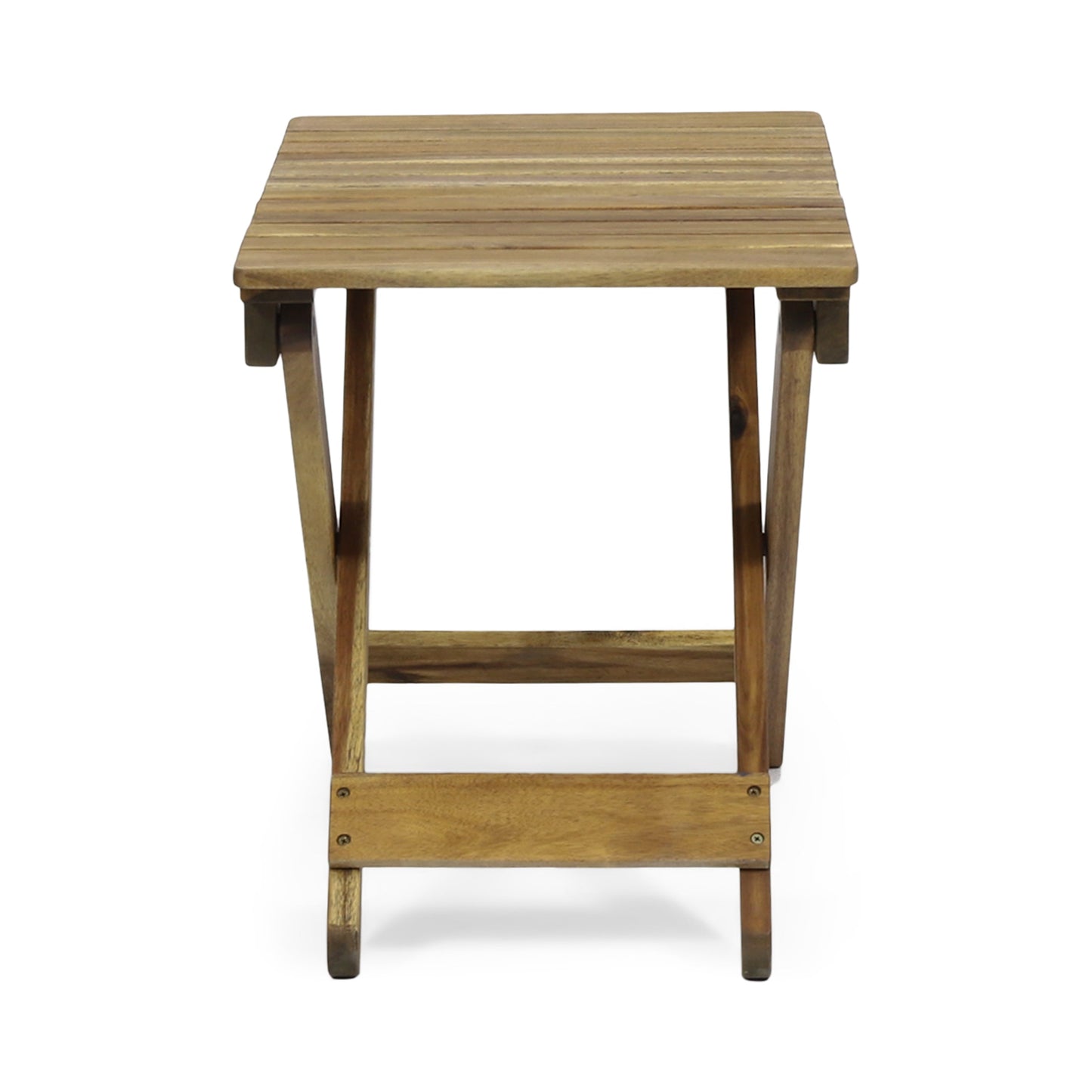 Outdoor Folding Wooden Side Table, Natural, 15"D x 22.75"W x 18.25"H - Korvel