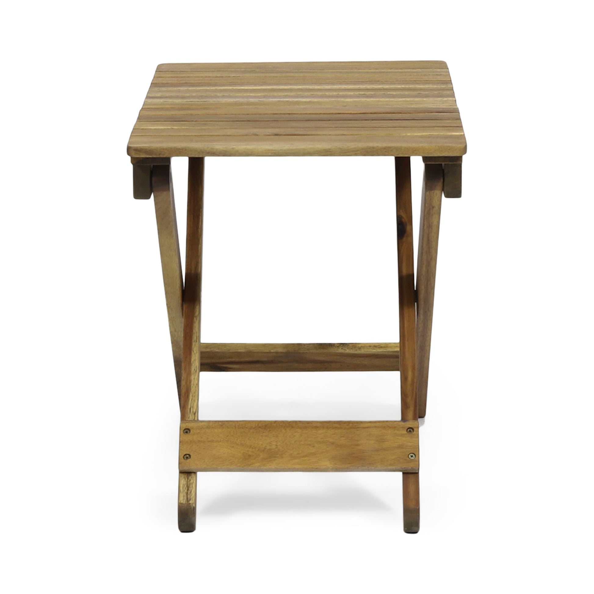 Outdoor Folding Wooden Side Table, Natural, 15"D x 22.75"W x 18.25"H - Korvel