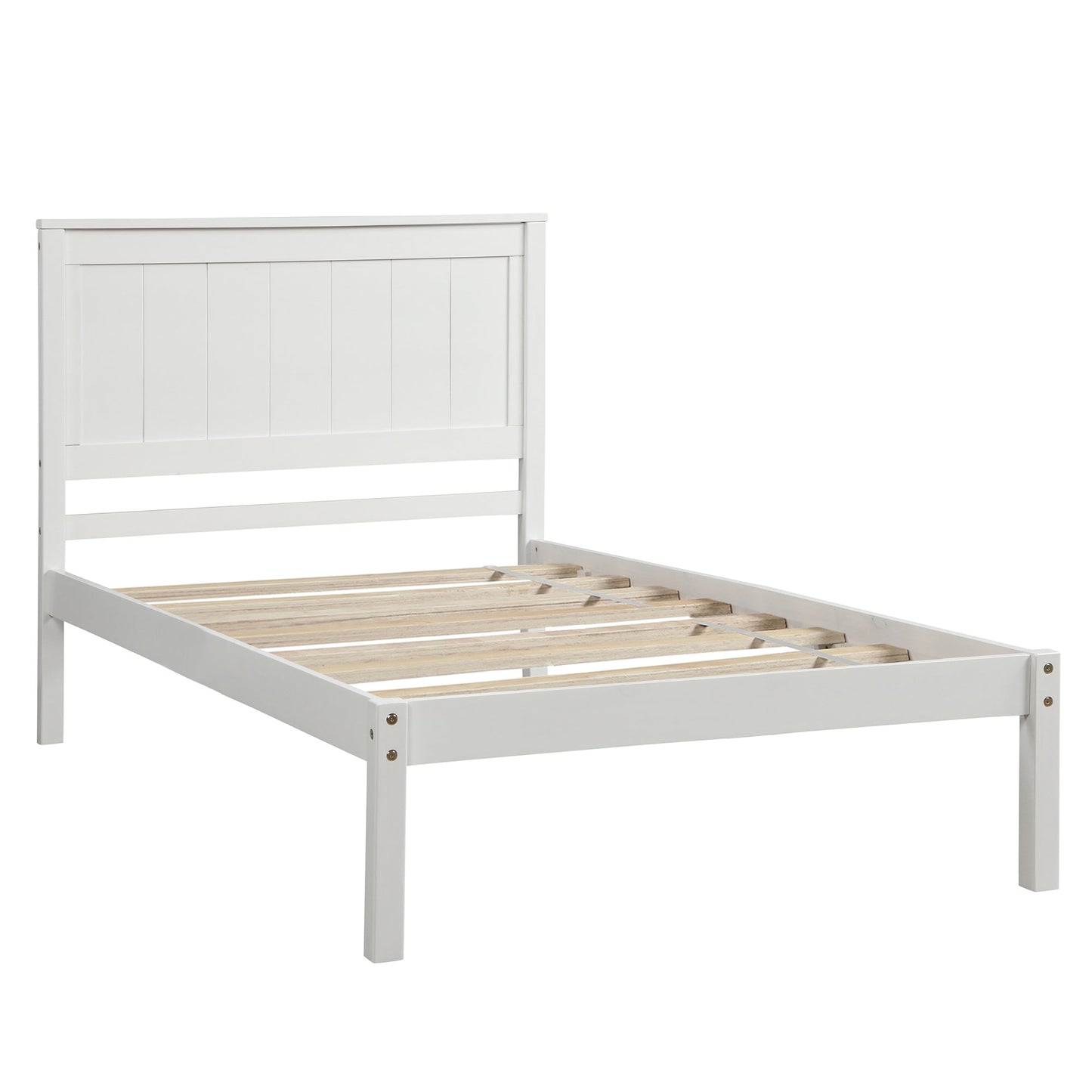 Elegant Twin Platform Bed Frame with Headboard - White