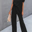 Single Shoulder Short Sleeve Jumpsuit - Korvel