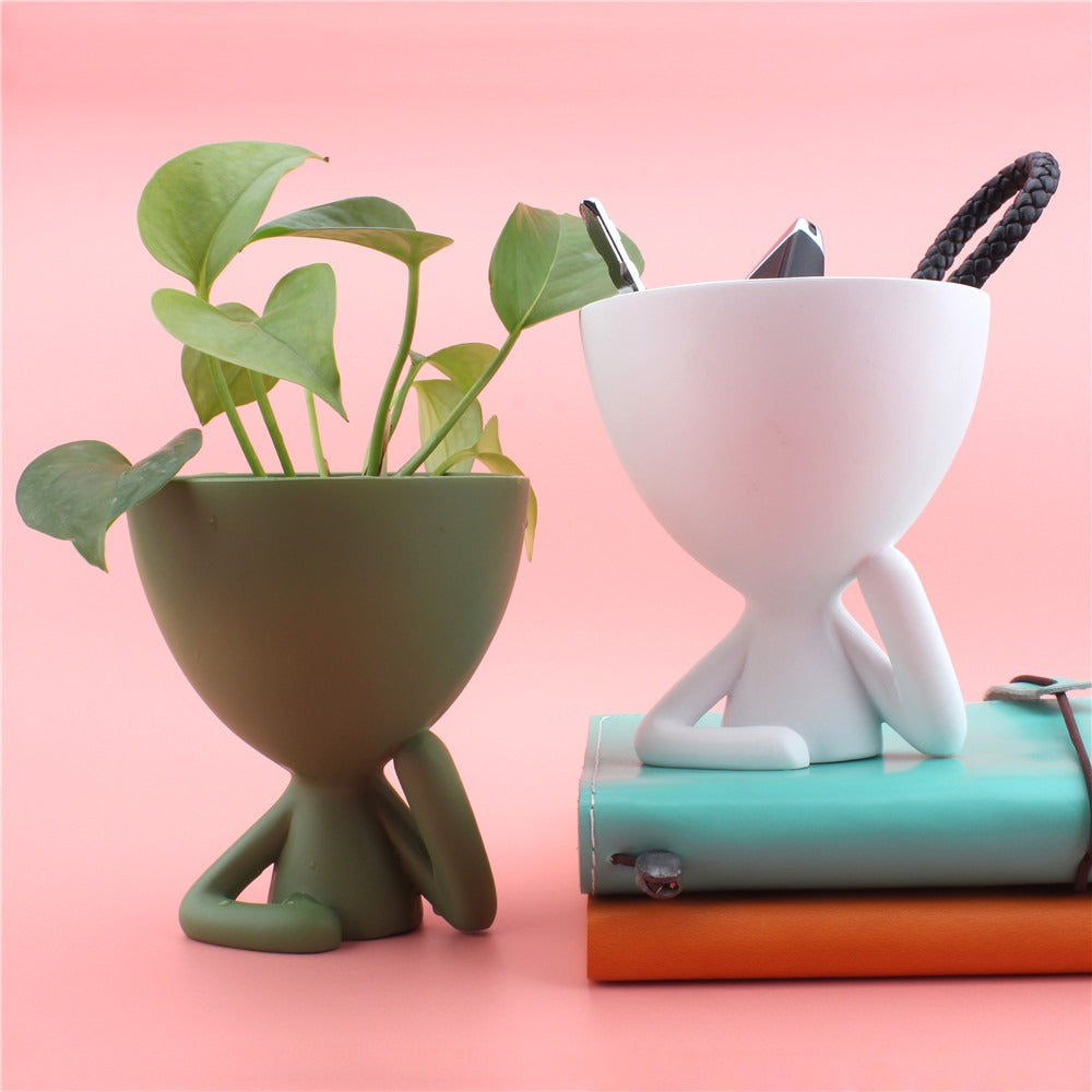 Creative Cartoon Cheek Support Abstract Figurine for Home Decor
