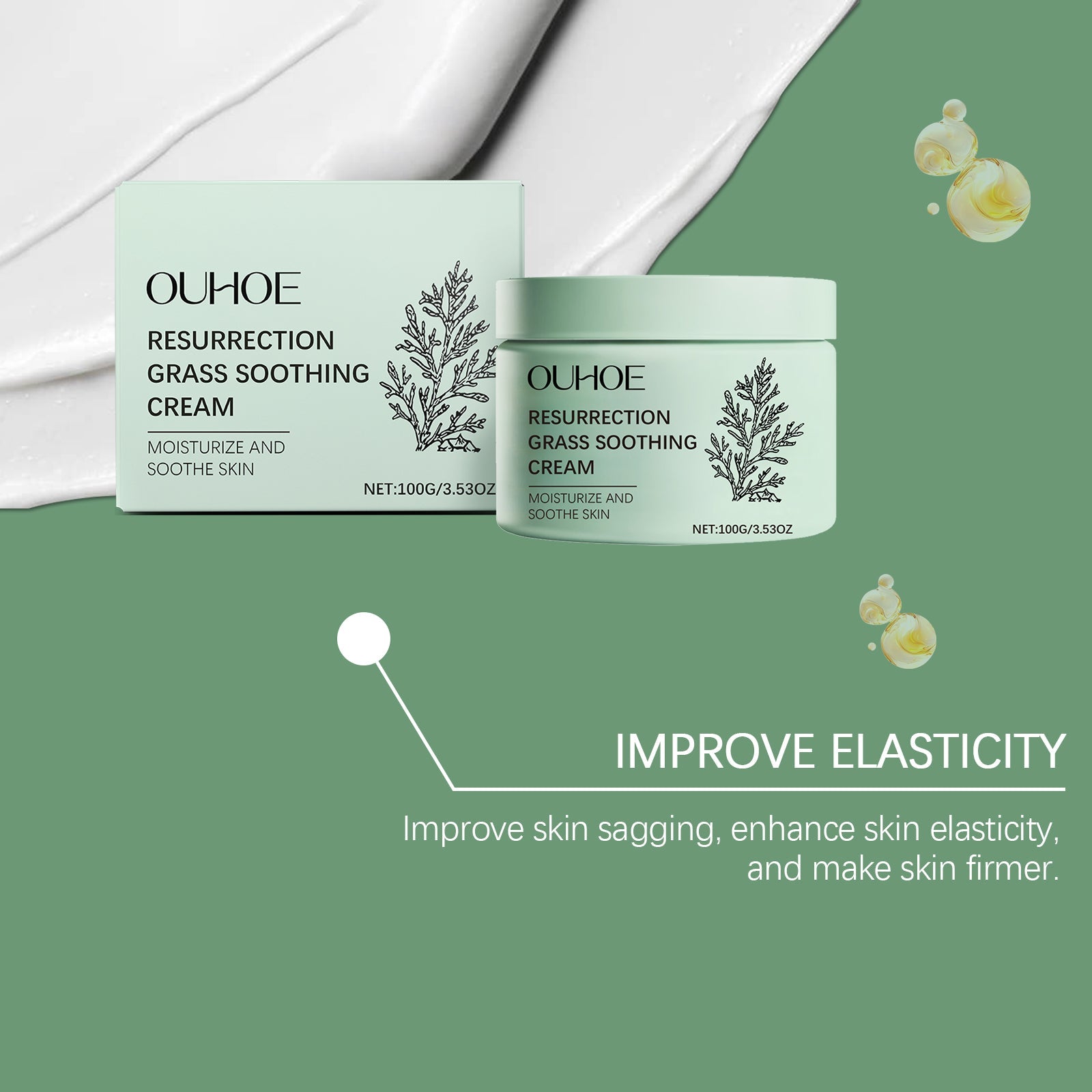 Reactivation Grass Soothing Cream, Delicate, Soft, Dry Skin, Repair And Improve Skin Elasticity Cream - Korvel