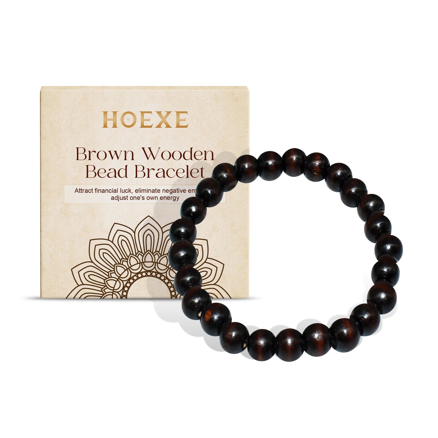 Bracelet en perles de bois noir café - Accessoire quotidien élégant