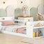 Twin Size Floor Bed with Storage Footboard and Guardrail, White - Korvel