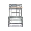 Twin High Loft Bed with Ladder landing Platform, Ladders, Guardrails,Grey - Korvel