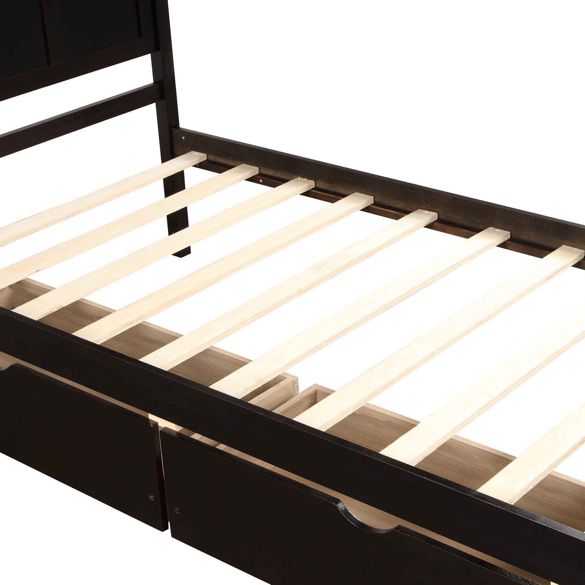Platform Storage Bed  2 drawers with wheels  Twin Size Frame  Espresso - Korvel